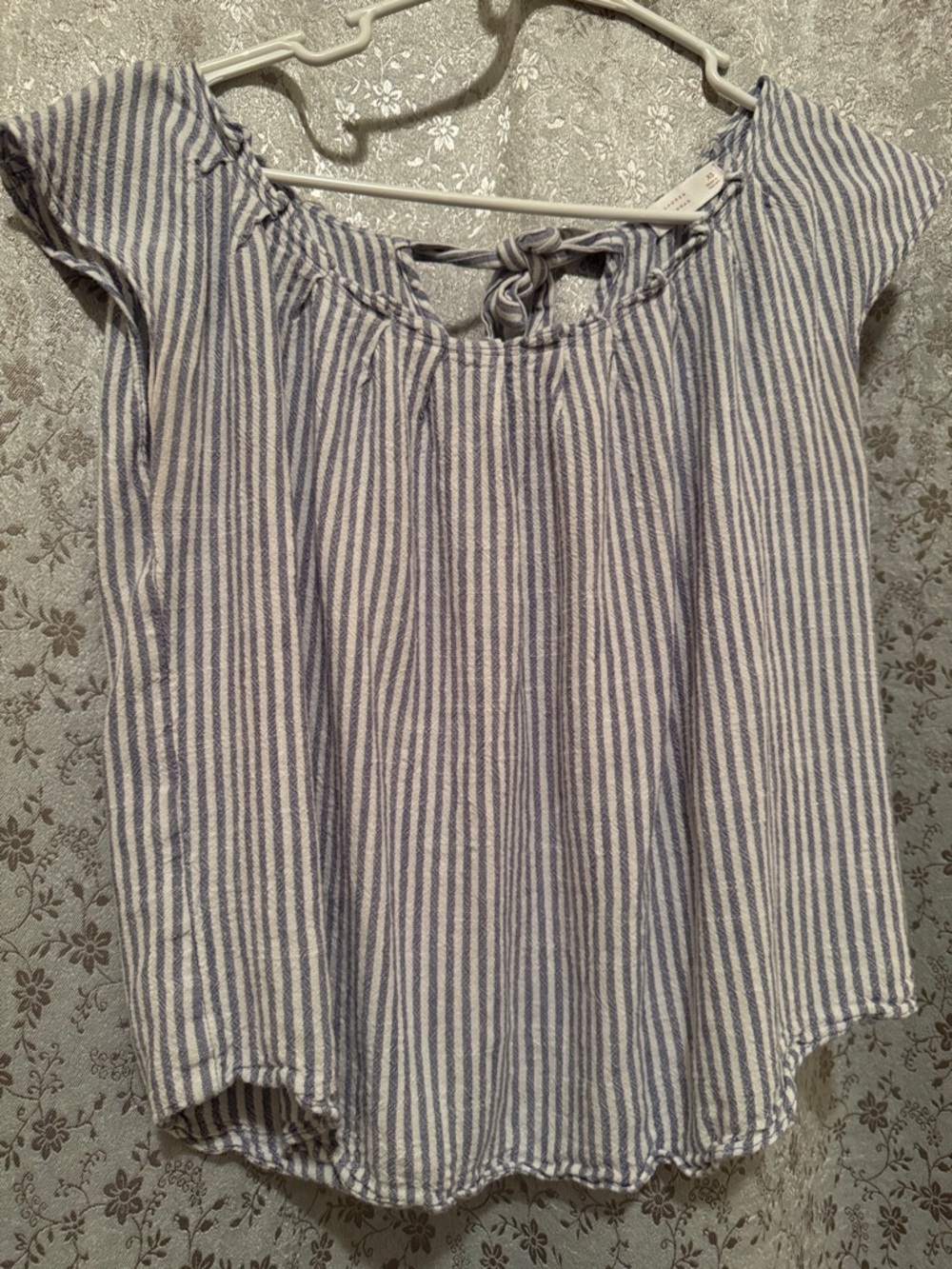 Striped Blue and White Off-Shoulder Women’s Top